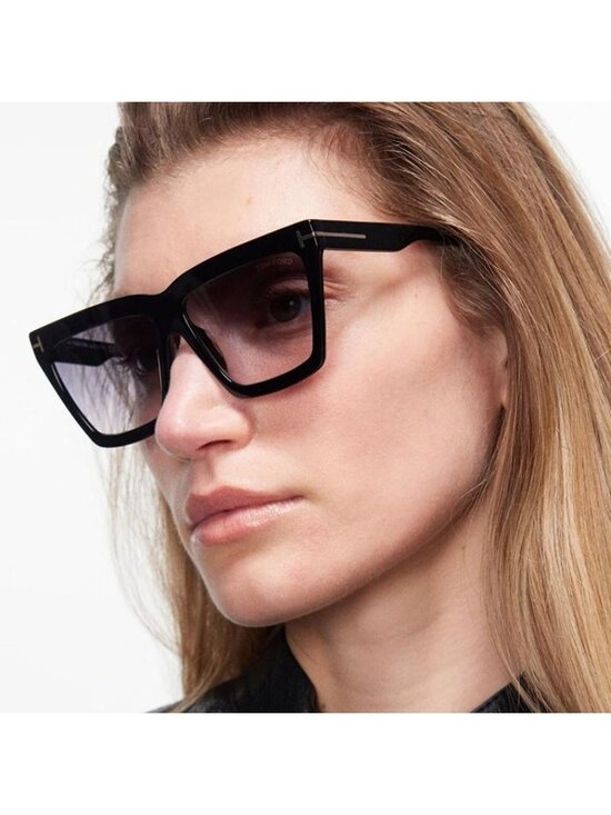 Tom Ford FT1110 01B Eden Sunglasses Shiny Black Geometric Frame, Smoke Lenses main image 9